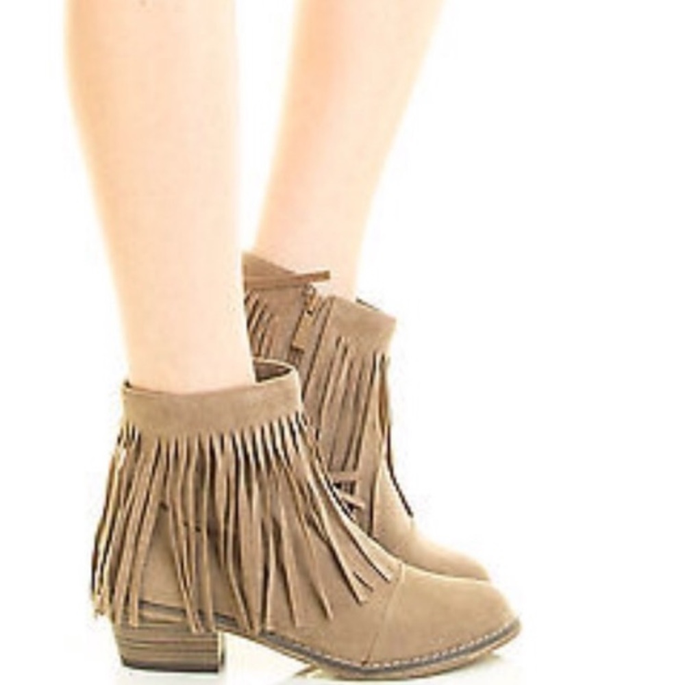 Breckelles fringe booties coral